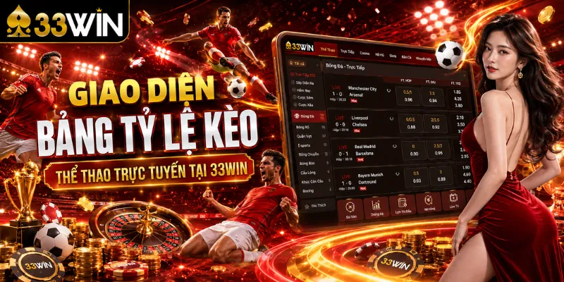 Giao diện bảng tỷ lệ kèo thể thao trực tuyến tại 33Win
